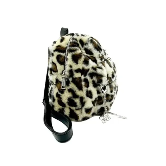 GILDA PARIS Leopard Print Faux Fur Mini Backpack with  display picture 3